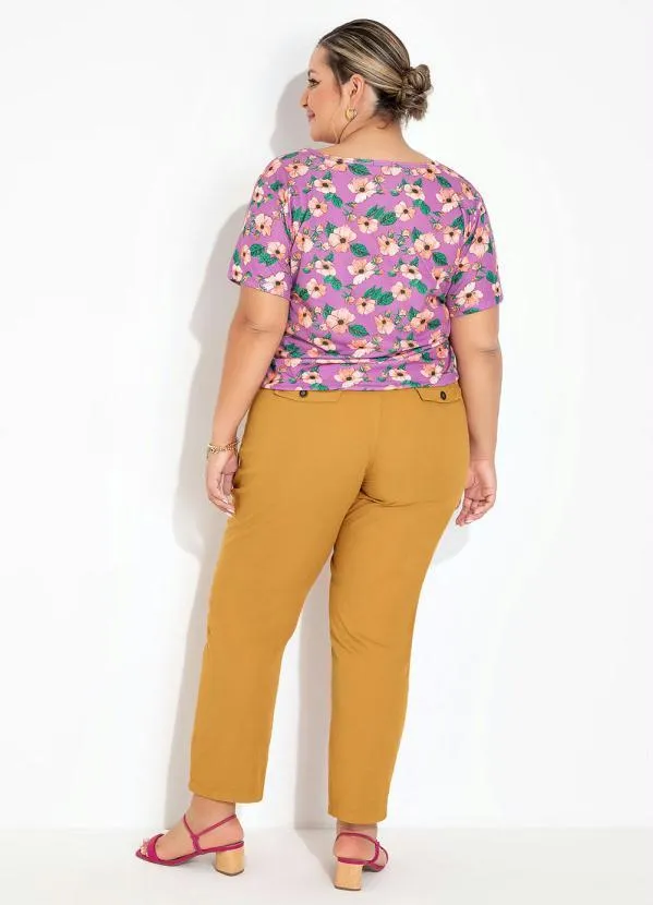 Marguerite - Calça Caramelo com Bolsos Cargo Plus Size 1