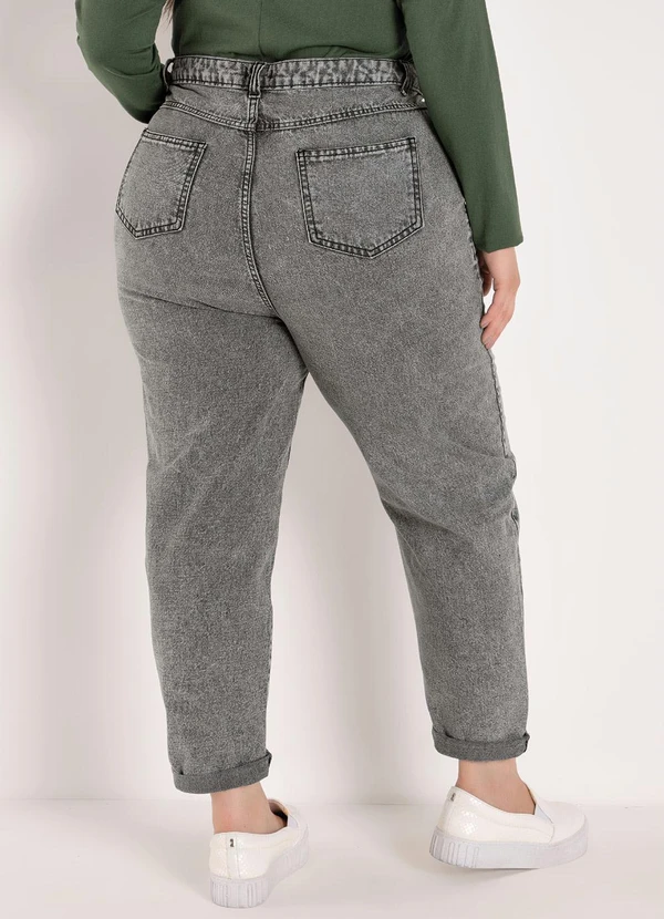 Marguerite - Calça Cinza Slouchy Jeans Plus Size