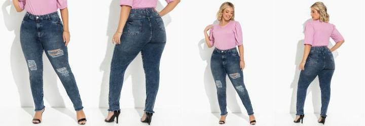 Cal�a Jeans Azul em Jeans