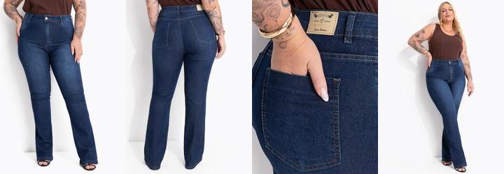 Cal�a Jeans Azul Escuro com Elastano Flare