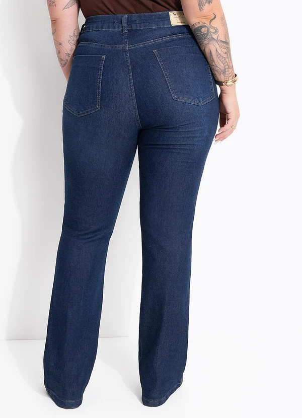 Calca jeans azul escuro com elastano flare - MARGUERITE