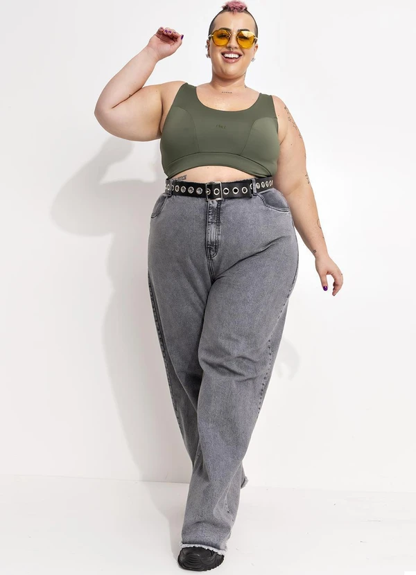 Marguerite - Calça Jeans Cinza Wide Leg Plus Size 3