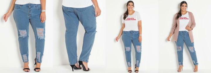 Cala Jeans Claro Boyfriend com Rasgos Plus Size