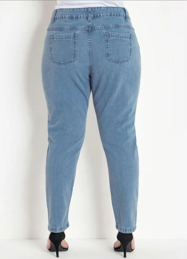 Marguerite - Calça Jeans Claro Boyfriend com Rasgos Plus Size 11
