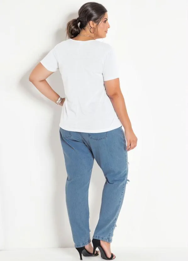 Marguerite - Calça Jeans Claro Boyfriend com Rasgos Plus Size 7