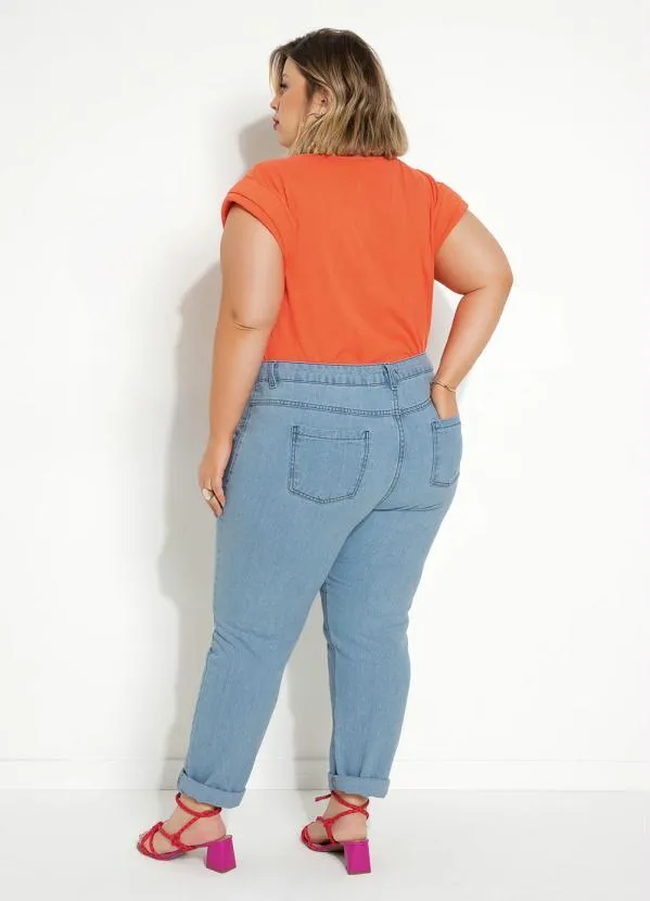 Marguerite - Calça Jeans Claro Boyfriend com Rasgos Plus Size 9