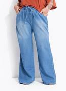 Cal�a Jeans Claro com El�stico na Cintura