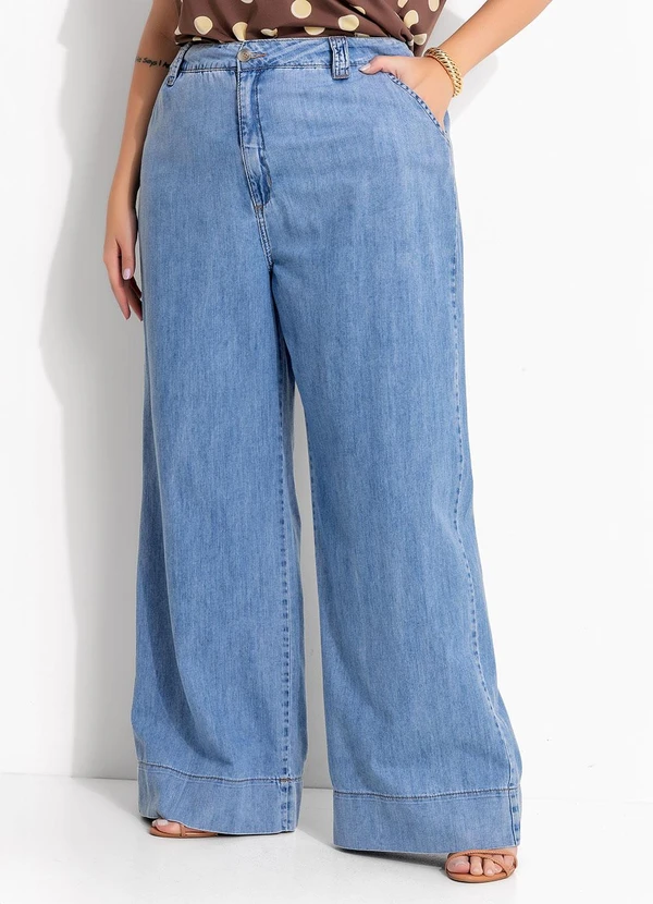 Marguerite - Calça Jeans Claro Leve Pantalona