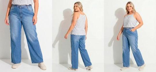 Cal�a Jeans Claro Reta com Cinto