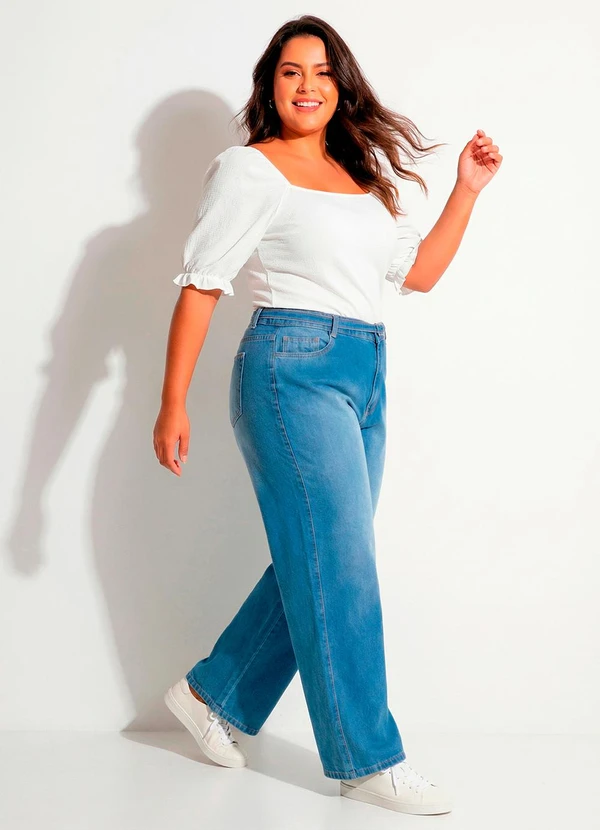 Marguerite - Calça Jeans Claro Reta com Cinto 5