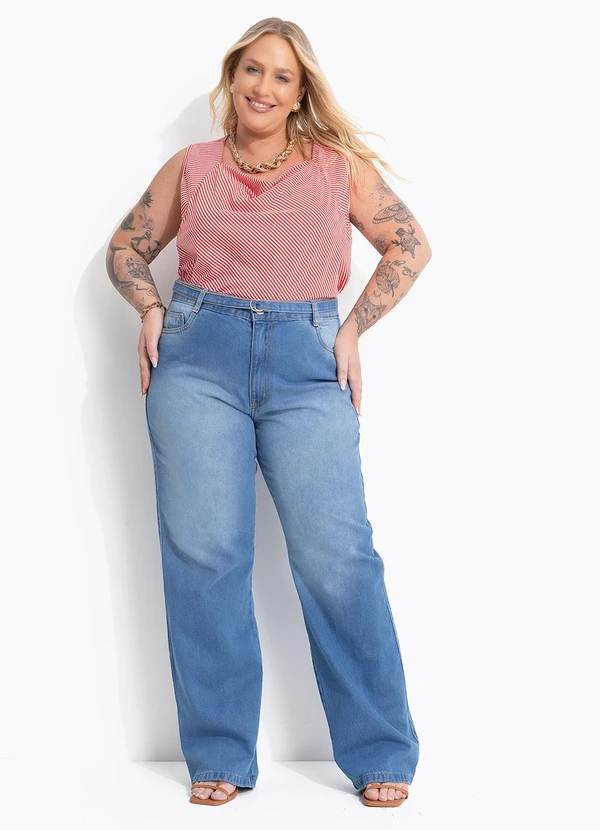 Marguerite - Calça Jeans Claro Reta com Cinto 6