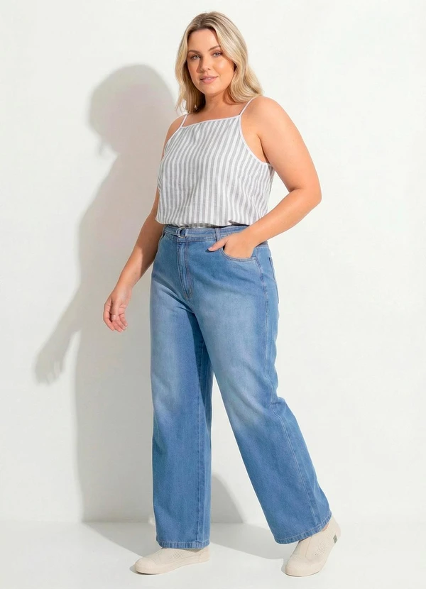 Marguerite - Calça Jeans Claro Reta com Cinto 3