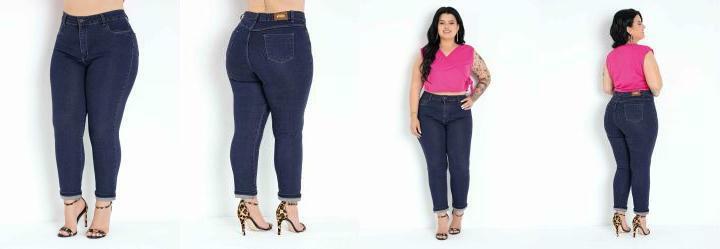 Cal�a Jeans Cropped com Dobra Plus Size Sawary