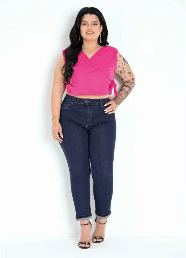 Sawary Jeans - Calça Jeans Cropped com Dobra Plus Size Sawary 3