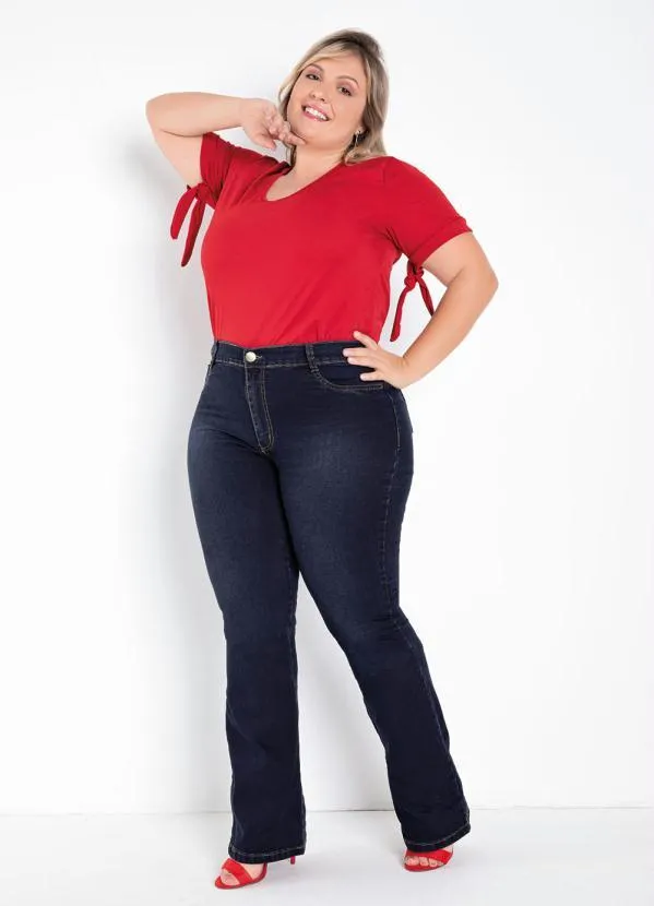 Sawary Jeans - Calça Jeans Escura Flare Sawary Plus Size 4