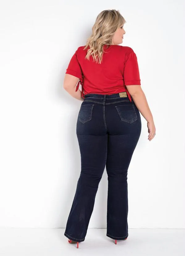 Sawary Jeans - Calça Jeans Escura Flare Sawary Plus Size 3