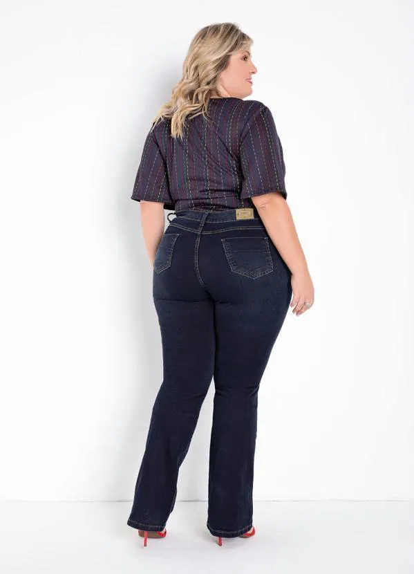 Sawary Jeans - Calça Jeans Escura Flare Sawary Plus Size 1
