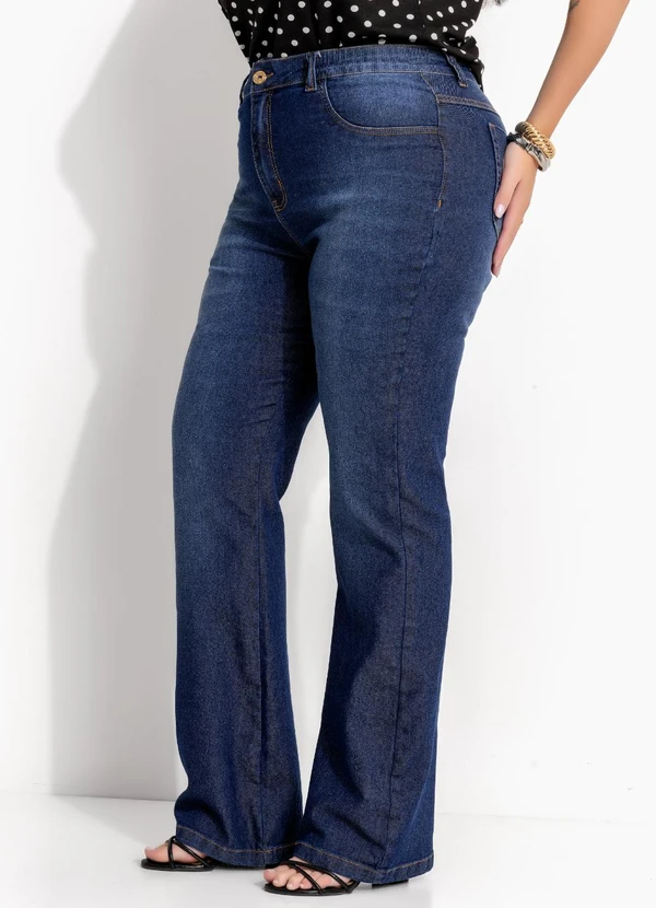 Calca jeans escuro flare com elastano - MARGUERITE