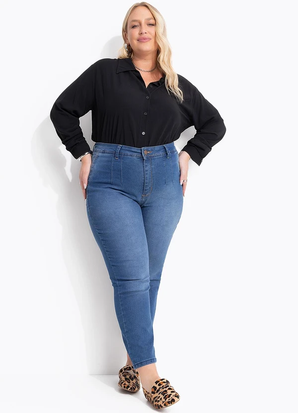 Marguerite - Calça Jeans Escuro Skinny Cintura Alta 16