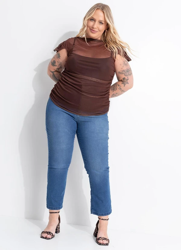 Marguerite - Calça Jeans Escuro Skinny Cintura Alta 10