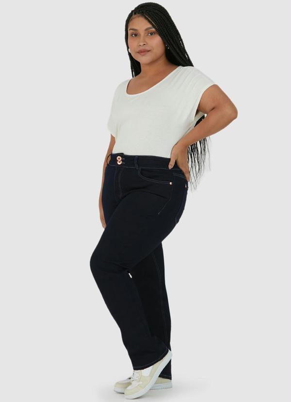 Malwee Plus - Calça Jeans Feminina Azul Escuro 4