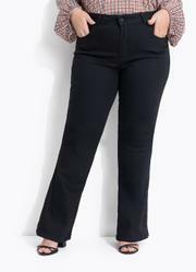 Cal�a Jeans Preta com Elastano Flare