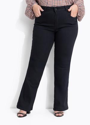 Cal�a Jeans Preta com Elastano Flare