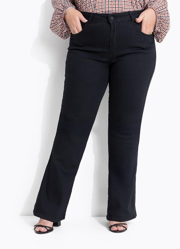 Cal�a Jeans Preta com Elastano Flare