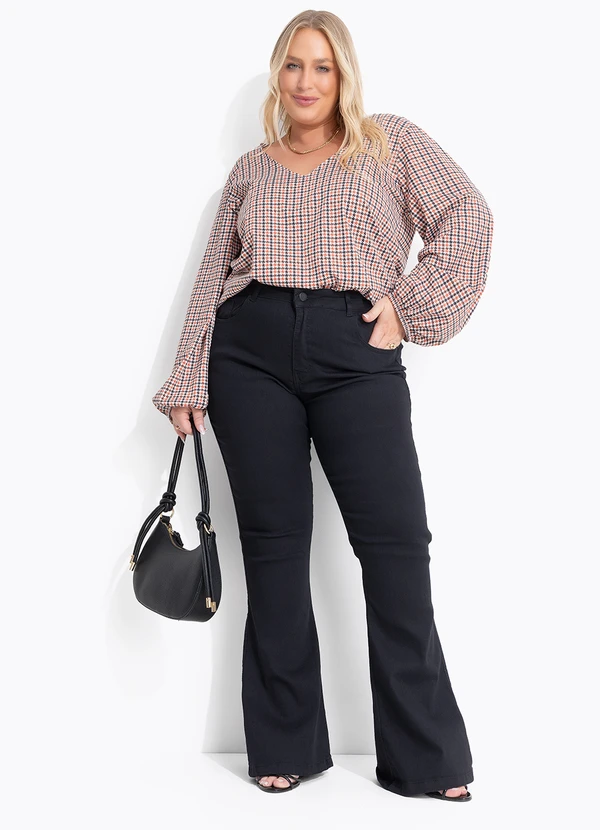 Marguerite - Calça Jeans Preta com Elastano Flare 5