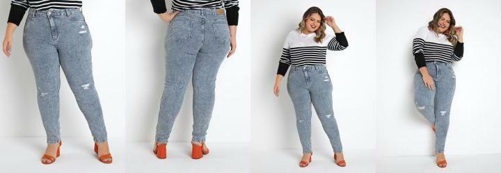 Cal�a Jeans Push Up Marmorizada Sawary Plus Size