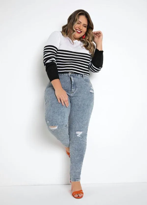 Sawary Jeans - Calça Jeans Push Up Marmorizada Sawary Plus Size 4