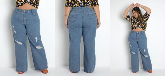 Cal�a Jeans Wide Leg Sawary Plus Size