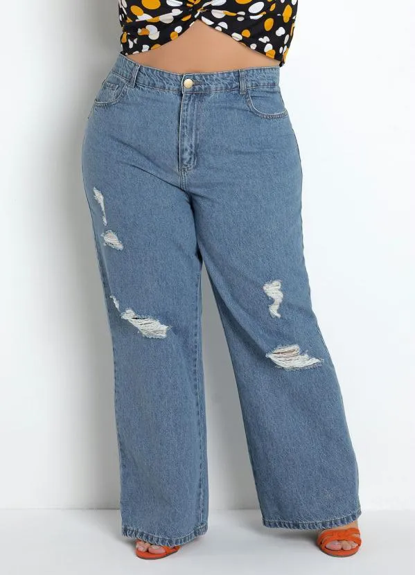 Calça Jeans Wide Leg Sawary Plus Size Sawary Jeans