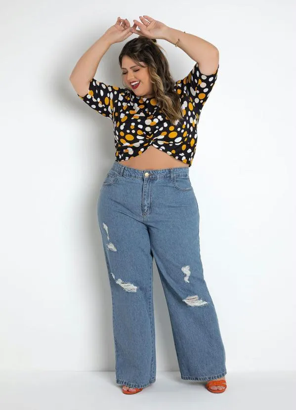 Sawary Jeans - Calça Jeans Wide Leg Sawary Plus Size 3