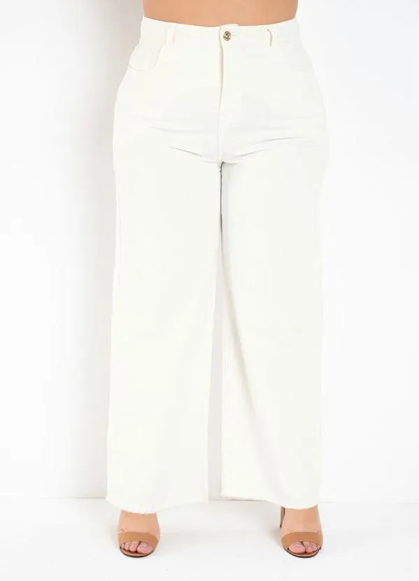 Marguerite - Calça Off White com Bolsos Plus Size 3