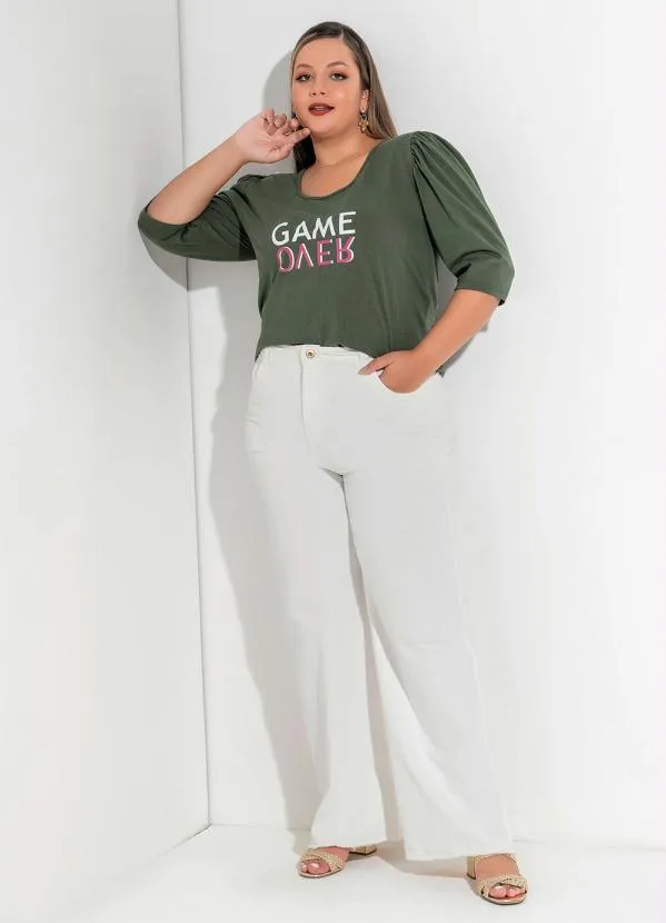 Marguerite - Calça Off White com Bolsos Plus Size 6