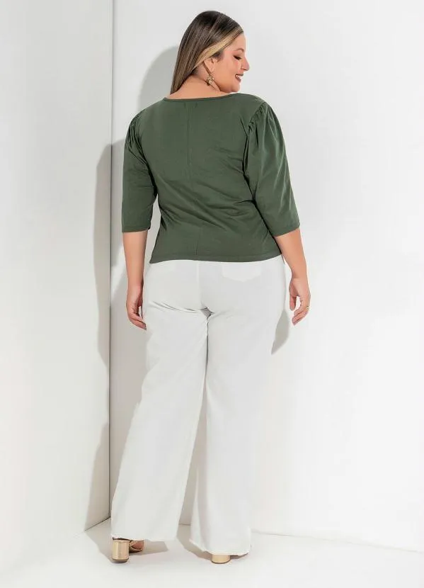 Marguerite - Calça Off White com Bolsos Plus Size 7