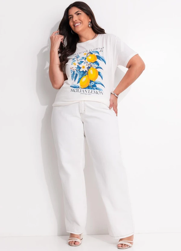 Marguerite - Calça Off White em Jeans 9