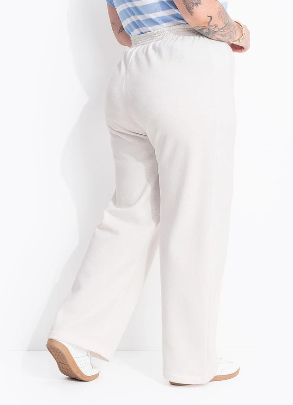 Calca off white em moletom peluciado - MARGUERITE