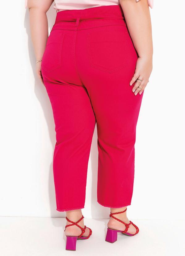 Marguerite - Calça Pink Cropped Reta Faixa Grátis Plus Size 2