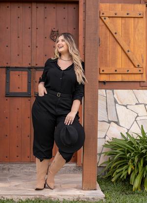 Cal�a Preta Jeans com Cinto