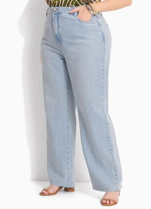 Marguerite - Calça Reta Jeans Claro com Barra Desfiada - MARGUERITE