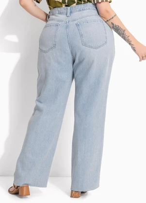 Marguerite - Calça Reta Jeans Claro com Barra Desfiada - MARGUERITE