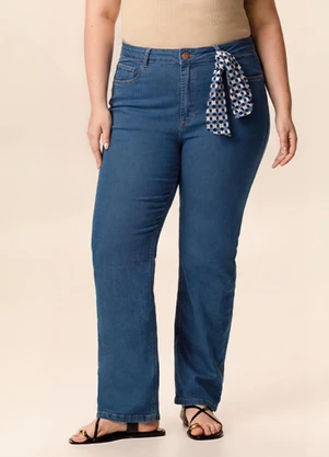 Malwee - Calça Reta Jeans com Lenço Azul - MALWEE