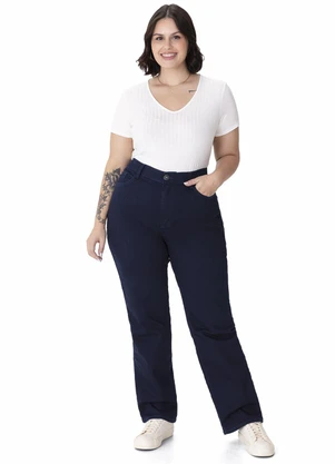 Malwee - Calça Reta Jeans Plus Azul Escuro - MALWEE