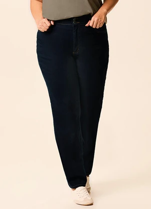 Malwee - Calça Reta Jeans Stretch Azul Escuro - MALWEE