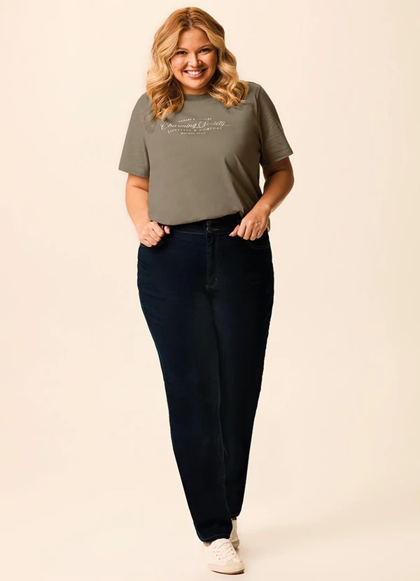Calca Reta Jeans Stretch Azul Escuro - MALWEE