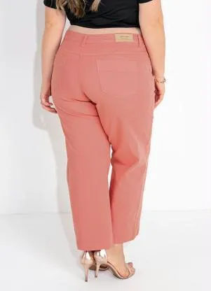 Sawary Jeans - Calça Reta Salmão com Bolsos Sawary Plus Size - SAWARY JEANS