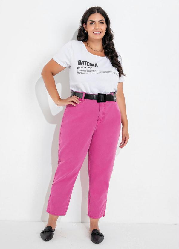 Sawary Jeans - Calça Rosa com Fendas Plus Size Sawary 6