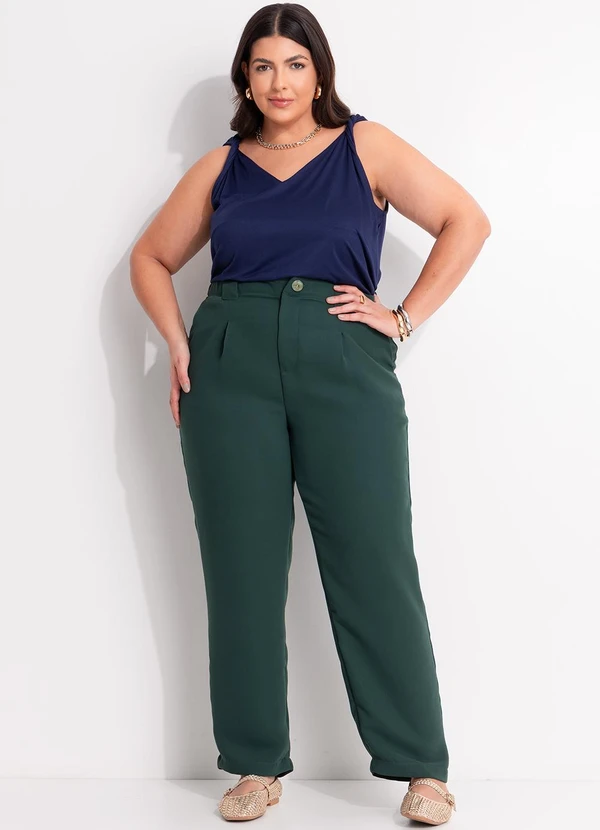 Marguerite - Calça Verde Escuro em Crepe Plano 7